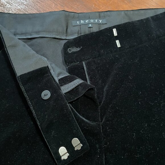 Theory Black Velvet and Beaded Flare Bottom pants size 8 - Picture 3 of 10